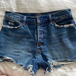 Abercrombie & Fitch dark wash high-waisted  jean shorts, size 27 or 4